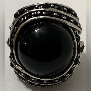 Large Silver Toned & Black Ring